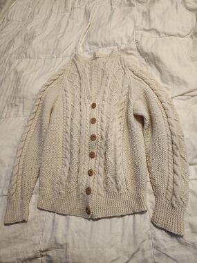 HANDMADE Cable Knit Button-Front Sweater Cardigan